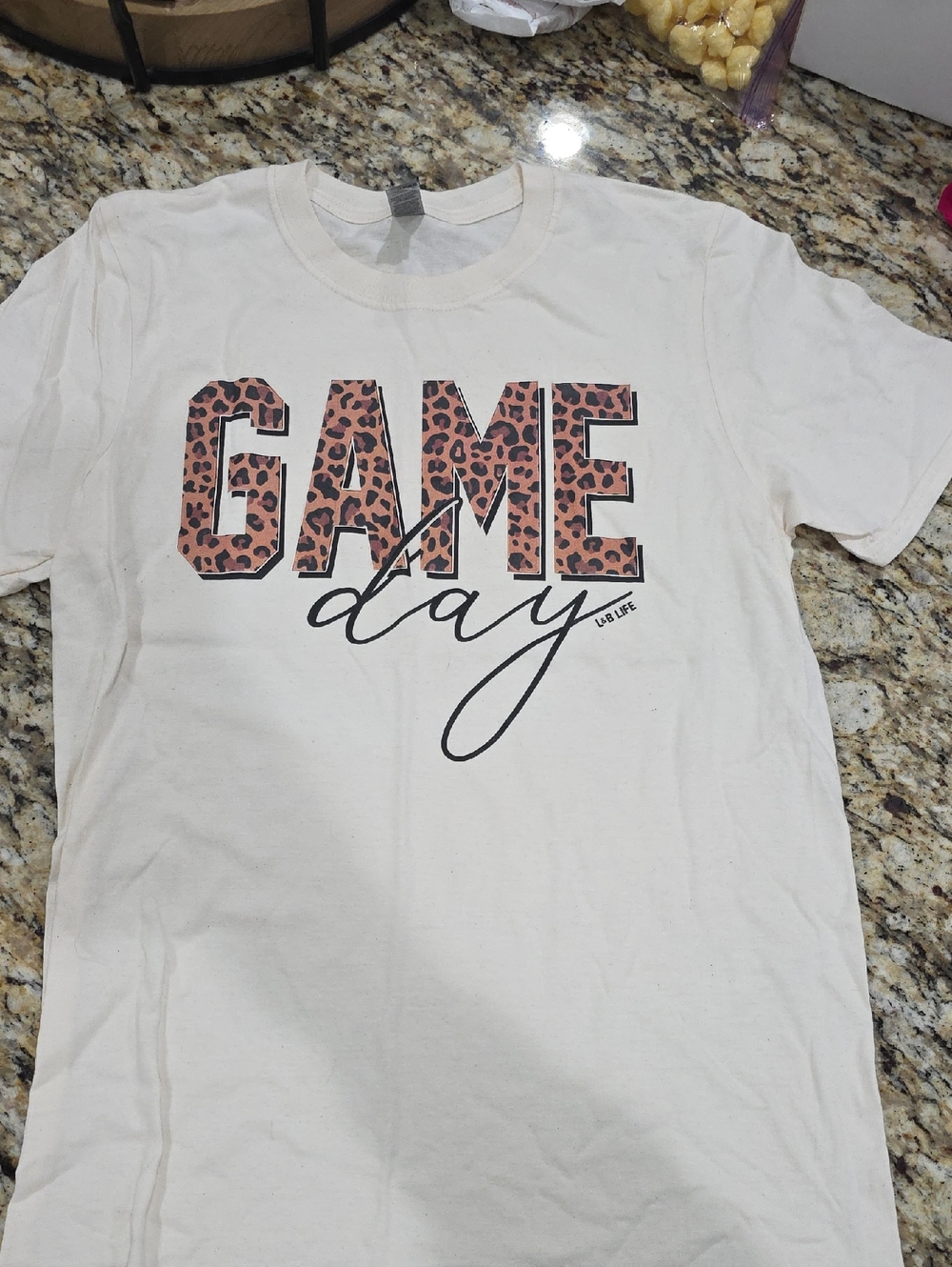 Gildan White Tee with Leopard Print "GAME" Graphic